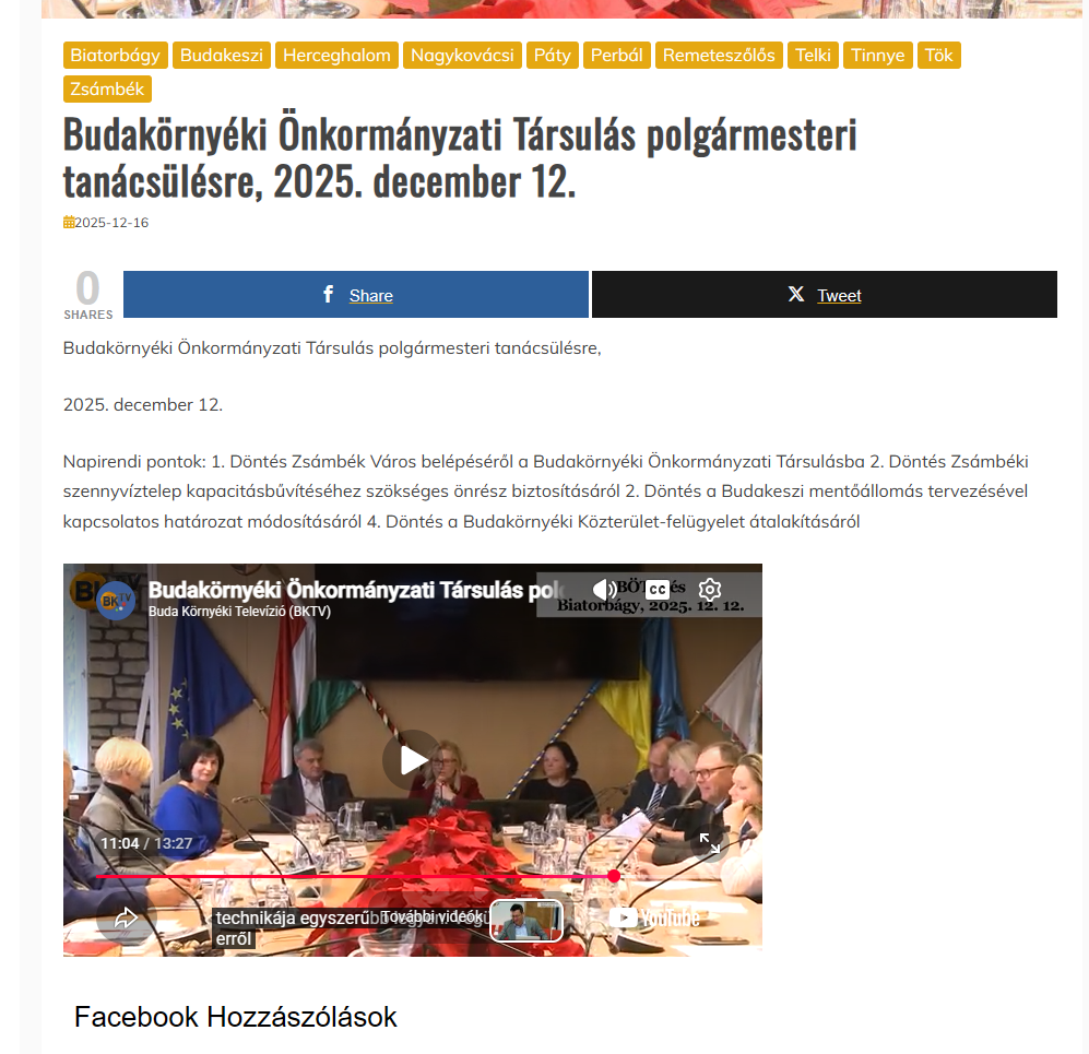 A BÖT ülésen megszavazzák a tűzoltószertár tervezését – 2025.12.12.