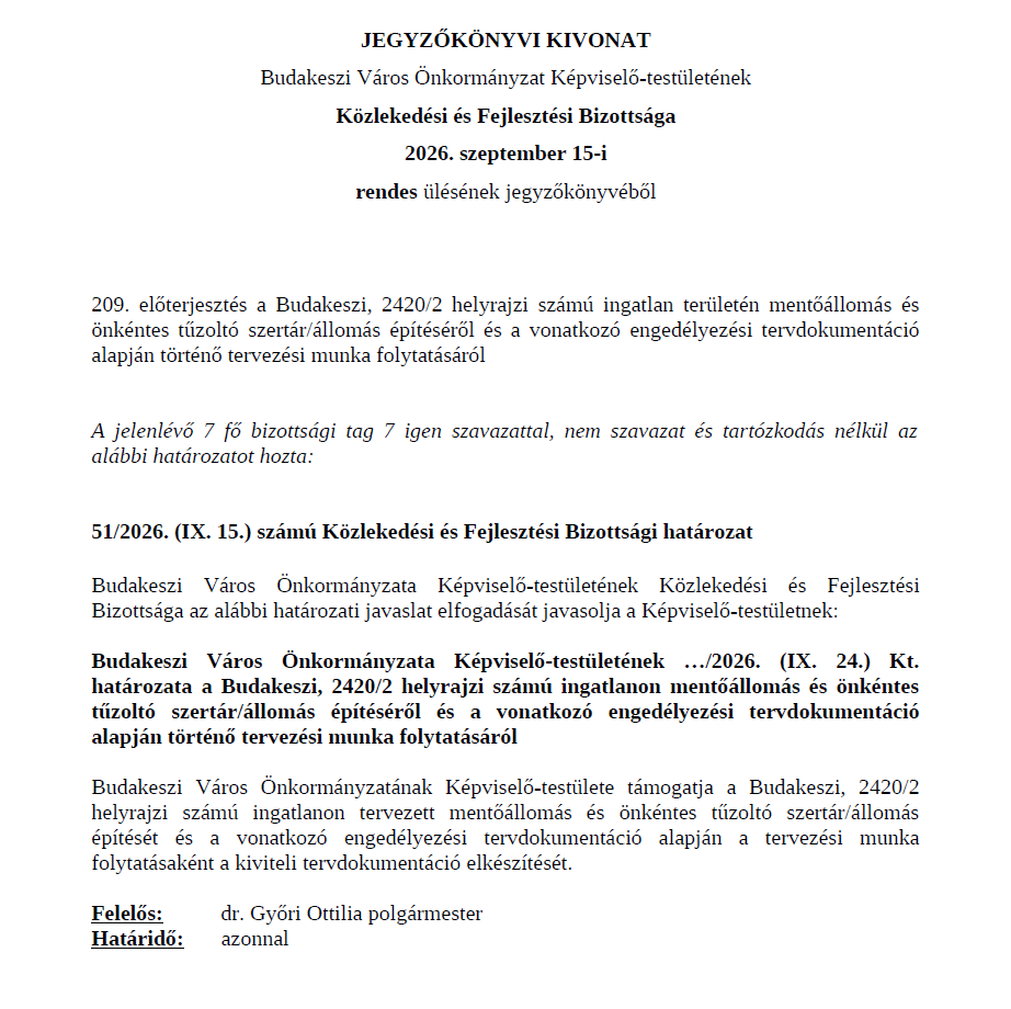 A Bizottság elfogadja az engedélyes terveket – 2026.09.15.